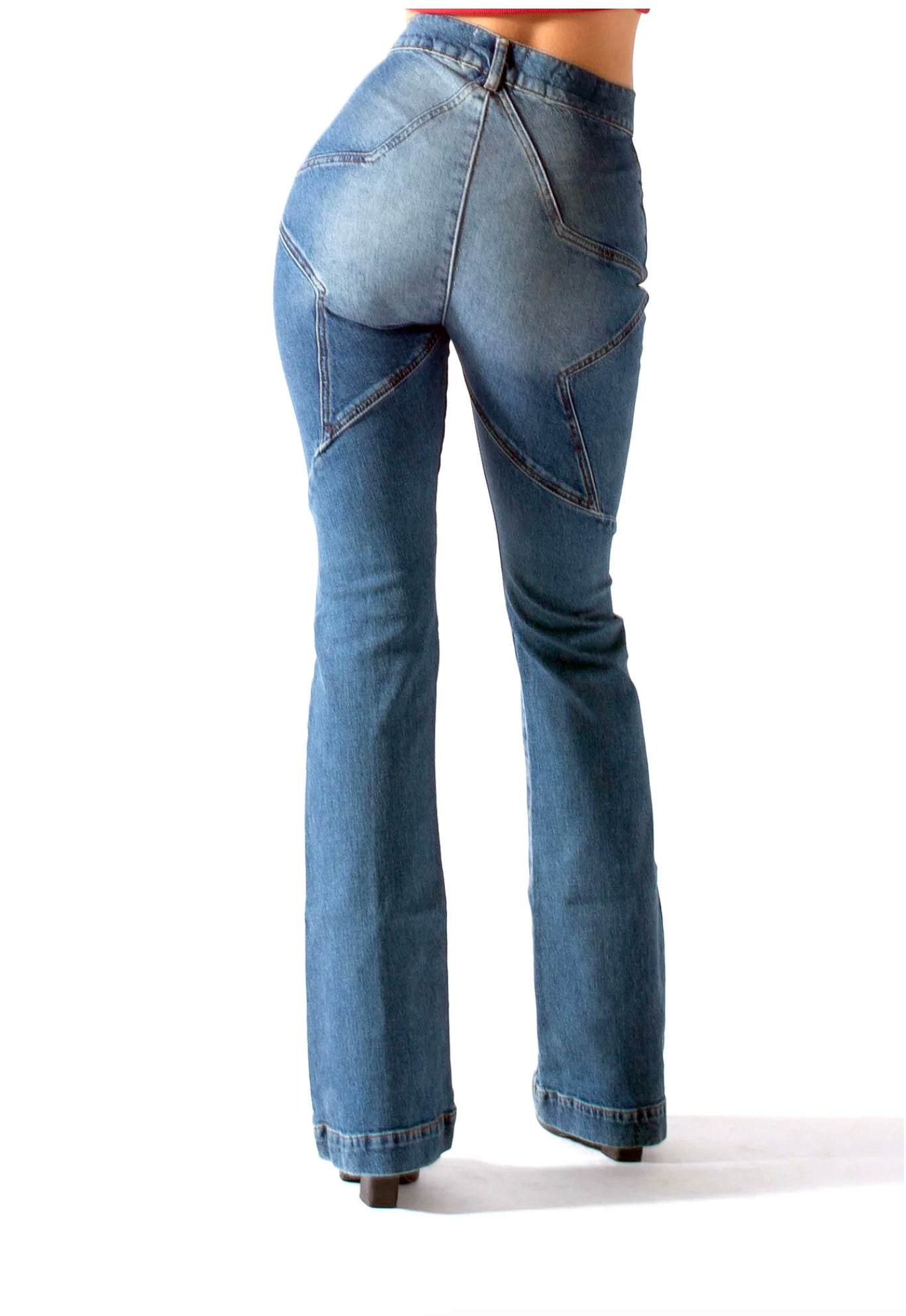 Star denim fashion bell bottoms