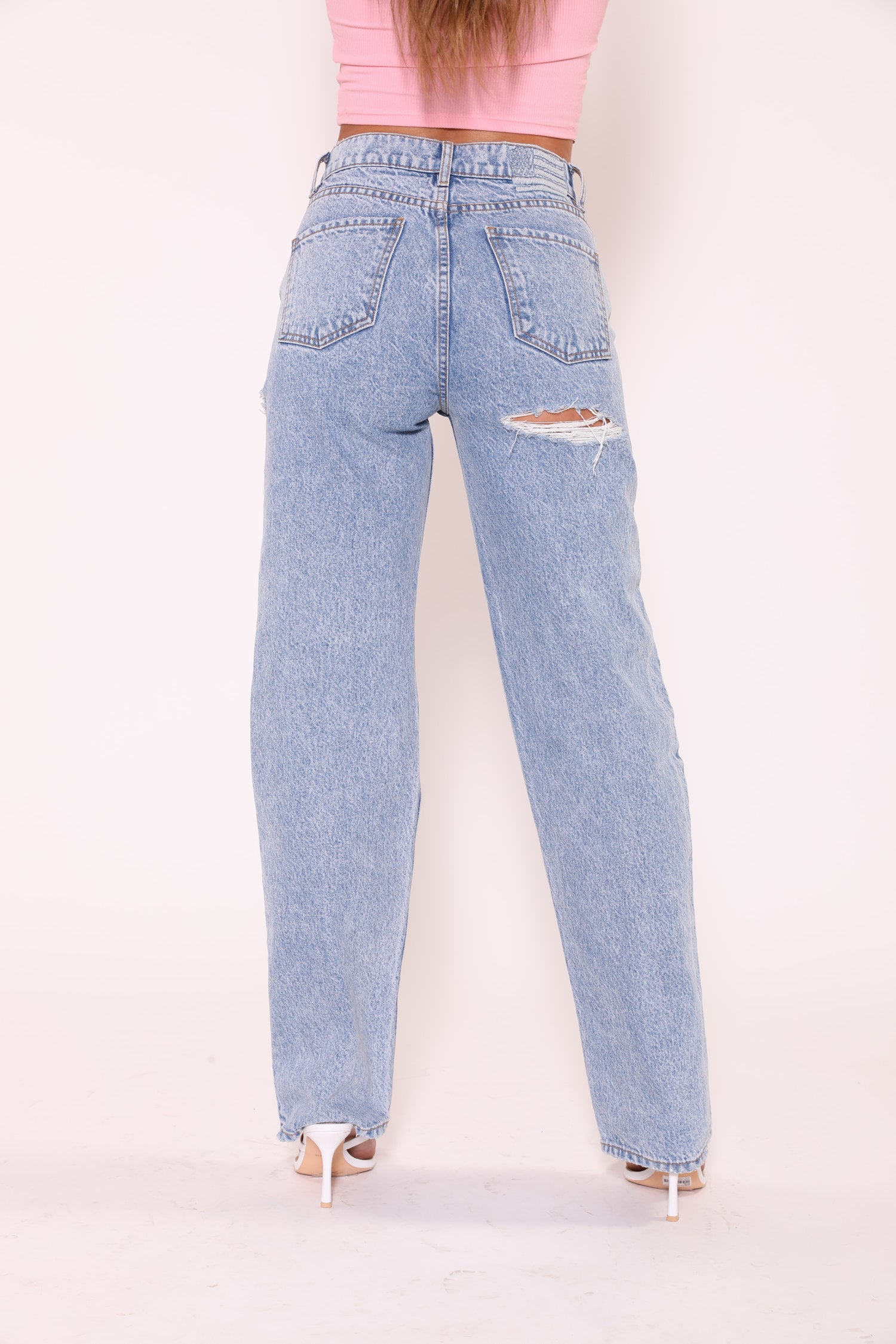 Revice Uptown Super High hotsell Waisted Distressed Frayed Hem Jeans